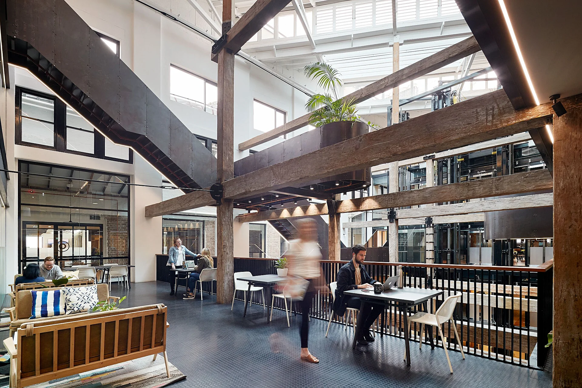 WeWork workspace inside the converted wool store at 100 Harris Street, Pyrmont