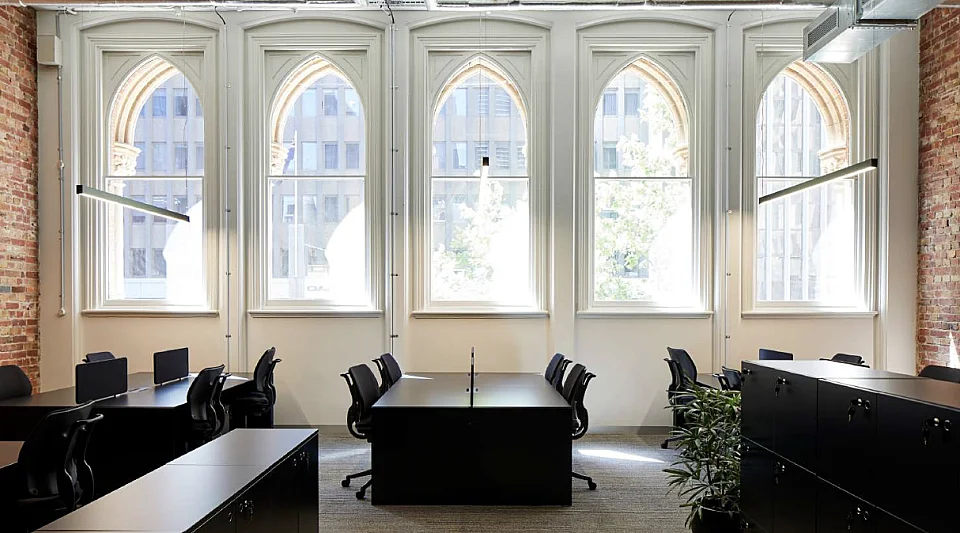 Olderfleet, 477 Collins Street — the retained Victorian frontage from inside